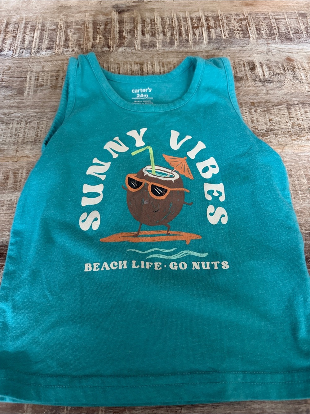 Carter's Toddler Teal 'Sunny Vibes' Swim Tank with Coconut Graphic